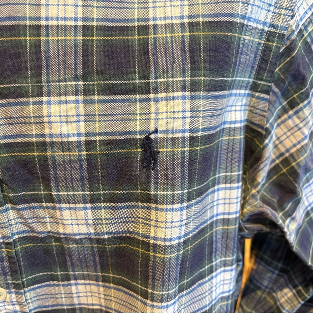Ralph Lauren Blue and Green Plaid‎ Casual button down Shirt - Picture 3 of 6